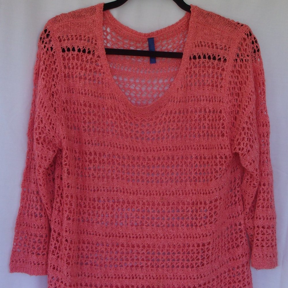 ALLS CREEK  PEACH  CROCHET OPEN WEAVED TUNIC